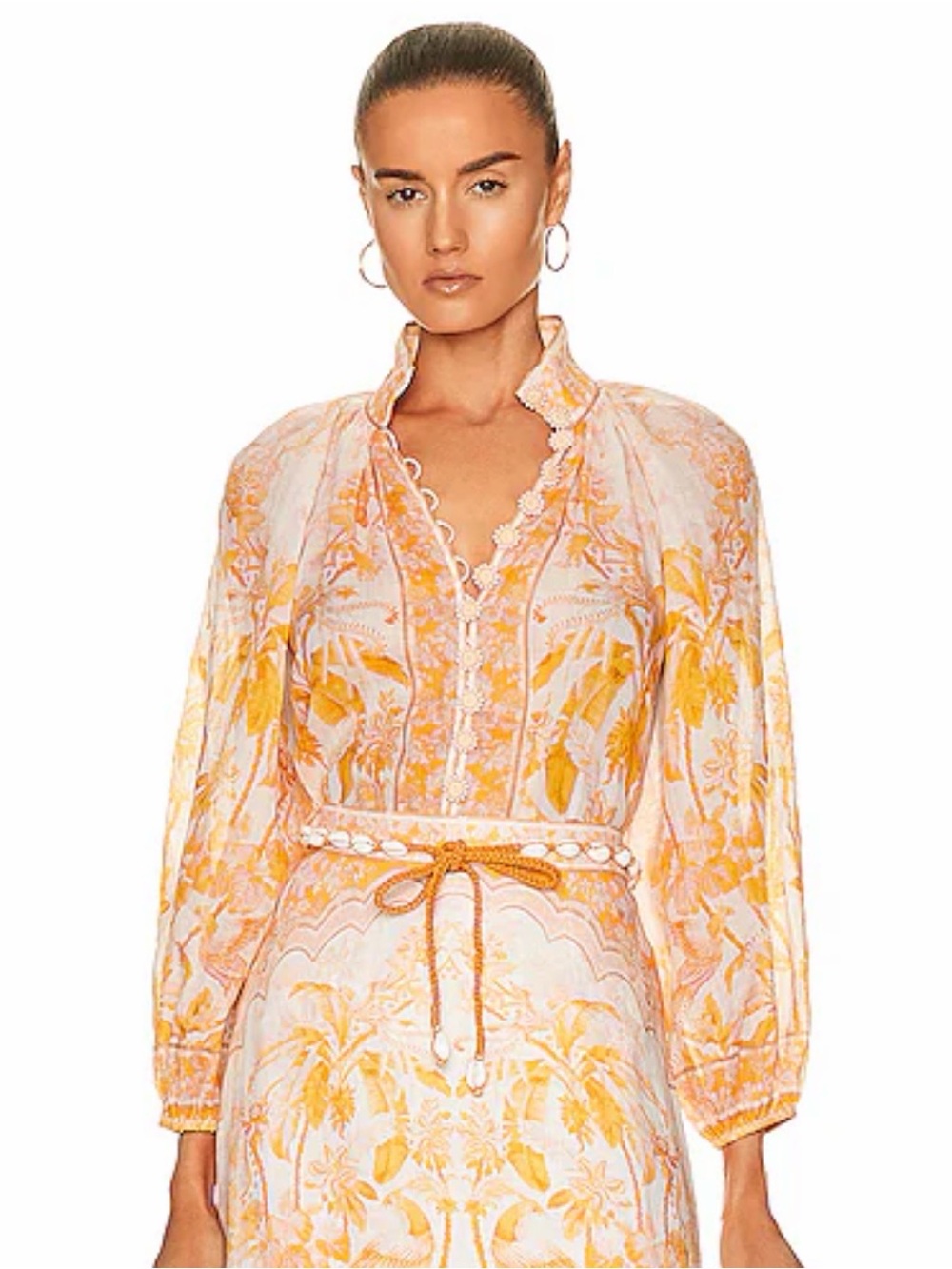 Zimmermann Yellow Floral Button-Front Women's Blouse